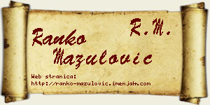 Ranko Mazulović vizit kartica